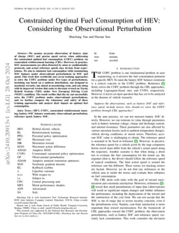 Constrained Optimal Fuel Consumption of HEV:Considering the
  Observational Perturbation