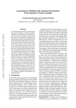 Long Sequence Modeling with Attention Tensorization: From Sequence to
  Tensor Learning