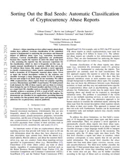 Sorting Out the Bad Seeds: Automatic Classification of Cryptocurrency
  Abuse Reports