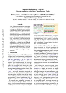 Semantic Component Analysis: Discovering Patterns in Short Texts Beyond
  Topics