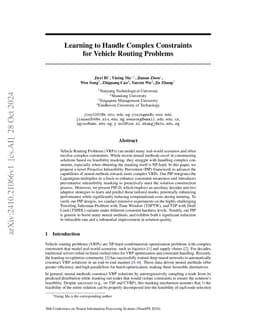 Learning to Handle Complex Constraints for Vehicle Routing Problems