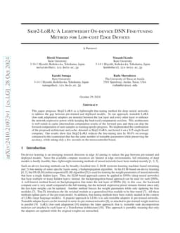 Skip2-LoRA: A Lightweight On-device DNN Fine-tuning Method for Low-cost
  Edge Devices
