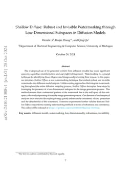 Shallow Diffuse: Robust and Invisible Watermarking through
  Low-Dimensional Subspaces in Diffusion Models