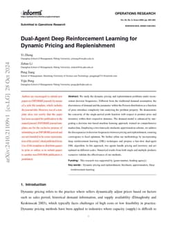 Dual-Agent Deep Reinforcement Learning for Dynamic Pricing and
  Replenishment
