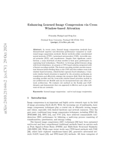 Enhancing Learned Image Compression via Cross Window-based Attention