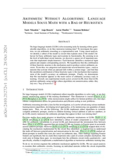 Arithmetic Without Algorithms: Language Models Solve Math With a Bag of
  Heuristics