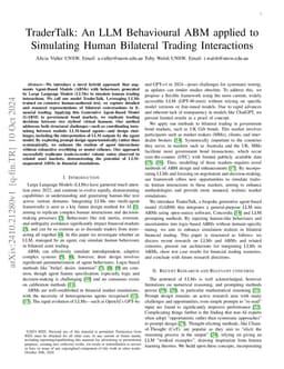 TraderTalk: An LLM Behavioural ABM applied to Simulating Human Bilateral
  Trading Interactions