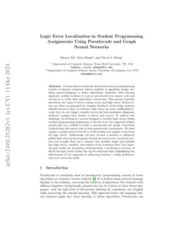 Logic Error Localization in Student Programming Assignments Using
  Pseudocode and Graph Neural Networks