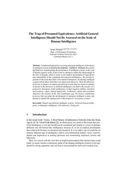 The Trap of Presumed Equivalence: Artificial General Intelligence Should
  Not Be Assessed on the Scale of Human Intelligence