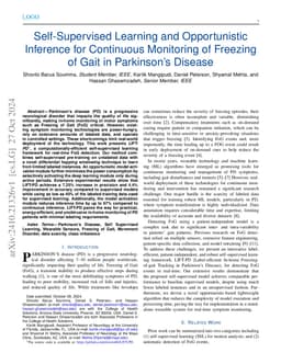 Self-Supervised Learning and Opportunistic Inference for Continuous
  Monitoring of Freezing of Gait in Parkinson's Disease