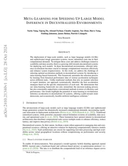 Meta-Learning for Speeding Up Large Model Inference in Decentralized
  Environments