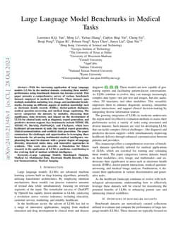 Large Language Model Benchmarks in Medical Tasks