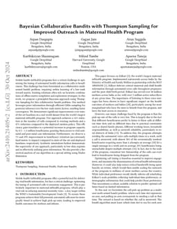 Bayesian Collaborative Bandits with Thompson Sampling for Improved
  Outreach in Maternal Health Program