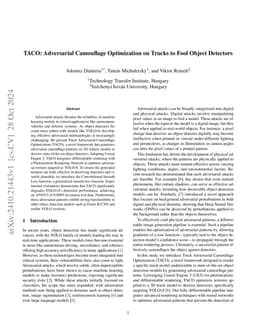 TACO: Adversarial Camouflage Optimization on Trucks to Fool Object Detectors