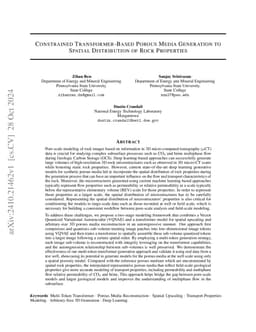 Constrained Transformer-Based Porous Media Generation to Spatial
  Distribution of Rock Properties