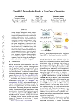 SpeechQE: Estimating the Quality of Direct Speech Translation