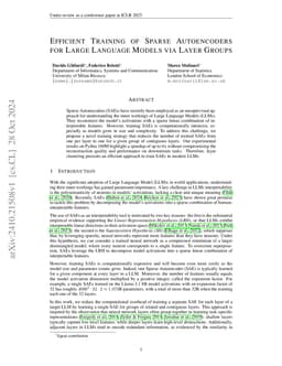 Efficient Training of Sparse Autoencoders for Large Language Models via
  Layer Groups