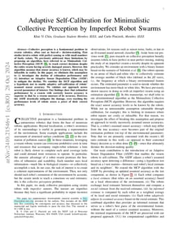 Adaptive Self-Calibration for Minimalistic Collective Perception by
  Imperfect Robot Swarms