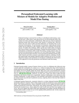 Personalized Federated Learning with Mixture of Models for Adaptive
  Prediction and Model Fine-Tuning