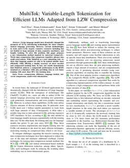 MultiTok: Variable-Length Tokenization for Efficient LLMs Adapted from LZW Compression
