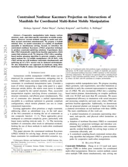 Constrained Nonlinear Kaczmarz Projection on Intersections of Manifolds for Coordinated Multi-Robot Mobile Manipulation
