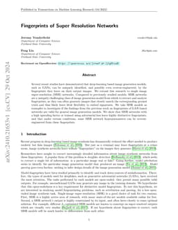 Fingerprints of Super Resolution Networks