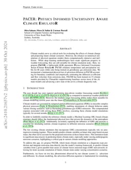 PACER: Physics Informed Uncertainty Aware Climate Emulator