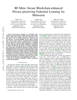 BF-Meta: Secure Blockchain-enhanced Privacy-preserving Federated
  Learning for Metaverse