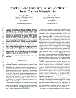 Impact of Code Transformation on Detection of Smart Contract
  Vulnerabilities