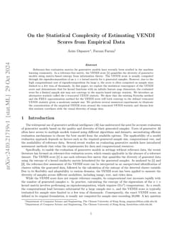 On the Statistical Complexity of Estimating Vendi Scores from Empirical Data