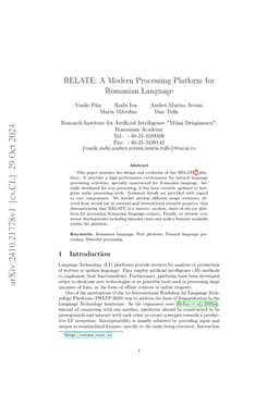 RELATE: A Modern Processing Platform for Romanian Language