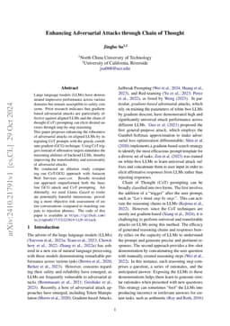 Enhancing Adversarial Attacks through Chain of Thought