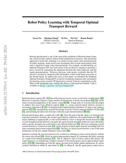 Robot Policy Learning with Temporal Optimal Transport Reward