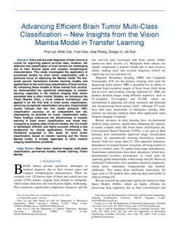 Advancing Efficient Brain Tumor Multi-Class Classification -- New
  Insights from the Vision Mamba Model in Transfer Learning