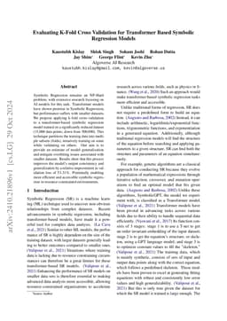 Evaluating K-Fold Cross Validation for Transformer Based Symbolic
  Regression Models
