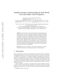 Reliable Semantic Understanding for Real World Zero-shot Object Goal
  Navigation
