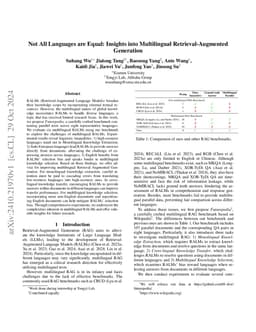 Not All Languages are Equal: Insights into Multilingual
  Retrieval-Augmented Generation