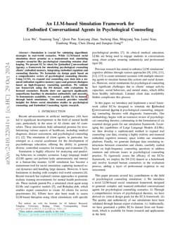 An LLM-based Simulation Framework for Embodied Conversational Agents in
  Psychological Counseling