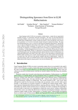 Distinguishing Ignorance from Error in LLM Hallucinations