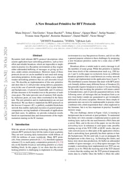 A New Broadcast Primitive for BFT Protocols