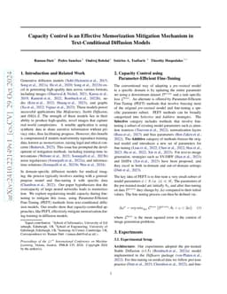 Capacity Control is an Effective Memorization Mitigation Mechanism in
  Text-Conditional Diffusion Models