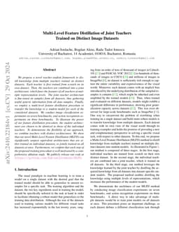 Multi-Level Feature Distillation of Joint Teachers Trained on Distinct
  Image Datasets