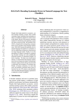 DISCERN: Decoding Systematic Errors in Natural Language for Text
  Classifiers