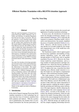 Efficient Machine Translation with a BiLSTM-Attention Approach