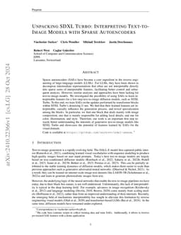 Unpacking SDXL Turbo: Interpreting Text-to-Image Models with Sparse
  Autoencoders
