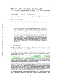 Project MPG: towards a generalized performance benchmark for LLM
  capabilities