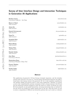 Survey of User Interface Design and Interaction Techniques in Generative
  AI Applications