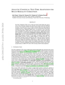 Analytic Continual Test-Time Adaptation for Multi-Modality Corruption