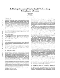 Debiasing Alternative Data for Credit Underwriting Using Causal
  Inference