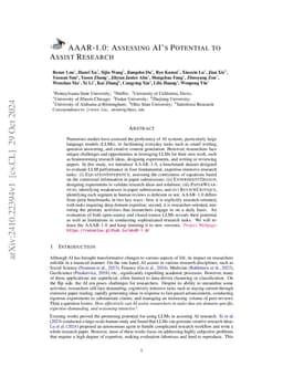 AAAR-1.0: Assessing AI's Potential to Assist Research
